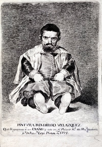 Krasnolud, Sebastián de Morra, na dworze Felipe IV autorstwa Francisco de Goya