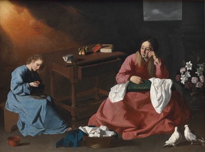 Chrystus i Dziewica w domu w Nazarecie, ok. godz. 1640. autorstwa Francisco de Zurbaran