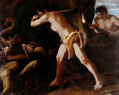 Faticas Herkulesa na rzecz dobrego odwrotu: Zabicie Idry Lerny autorstwa Francisco de Zurbaran