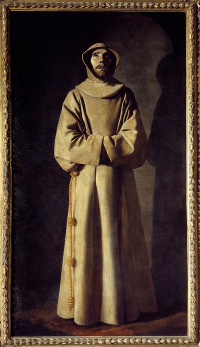 Portret św. Franciszka z Asyżu: Święty jest przedstawiony w ekstazie, nosi sutannę z pasem, sznurem z węzłami. Obraz Francisco de Zurbarana (1598-1664) autorstwa Francisco de Zurbaran