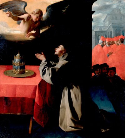"" Św. Bonawentura (Giovanni di Fidanza, zwany Dr. Seraphique, Św. Bonawentura) (1221-1274) w modlitwie "" Obraz Francisco de Zurbarana (1598-1664) 1629 Sun 239x222 cm Gemaldegallerie, Drezno Niemcy autorstwa Francisco de Zurbaran