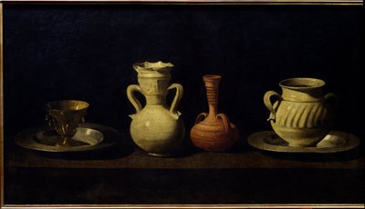 Martwa natura, kubki i wazony. Obraz Francisco de Zurbarana (1598 - 1664) autorstwa Francisco de Zurbaran