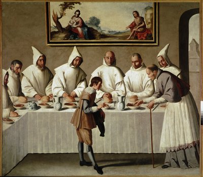 Cud św. Hugona w Refektarzu Kartuzów (olej na płótnie) autorstwa Francisco de Zurbaran
