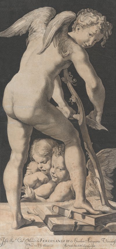 Kupidyn ostrzący swój łuk, 1645-72. autorstwa Franciscus van der Steen