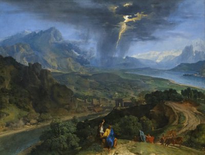 Pejzaż górski z błyskawicą, ok. 1675 (olej na płótnie) autorstwa Francisque Millet