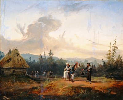 Kłótnie z kupcem żydowskim, 1853 autorstwa Franciszek Kostrzewski