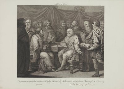 Spotkanie Kazimierza I Odnowiciela z cesarzem Henrykiem III przez Smuglewicza Franciszka (1745-1807). Litografia, koniec XVIII w. Kolekcja prywatna autorstwa Franciszek Smuglewicz