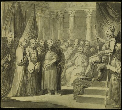 Car Wasilij IV Iwanowicz Szujski przed królem Zygmuntem III Wazą, koniec XVIII w. autorstwa Franciszek Smuglewicz