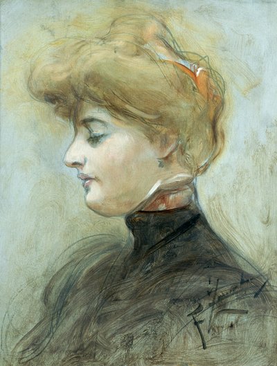 Głowa kobiety o blond włosach, ok. 1895 r. autorstwa Franciszek Zmurko