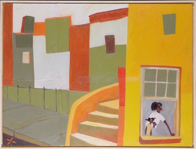 Brownstone Blues, 2000 (mieszane media na płótnie) autorstwa Francks Deceus