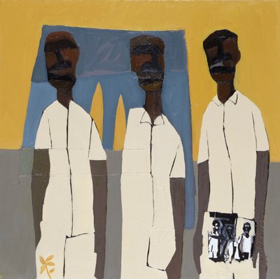 Church Boys III, 2000 (mieszane media na płótnie) autorstwa Francks Deceus