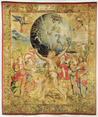 Herkules inicjujący igrzyska olimpijskie, ok. 1450-75 (gobelin) autorstwa Franco Burgundian