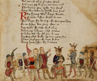 Pani Est 27 W 8.17 f.3r Attila the Hun (c.406-453) i jego dwór, z Wojny Attyli autorstwa Nicola da Casola autorstwa Franco Italian School