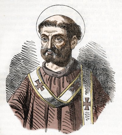 Portret papieża Libere (Liberiusza) (352-366) Rycina z „I misteri del vaticano” autorstwa Franco Mistrali 1843 autorstwa Franco Mistrali