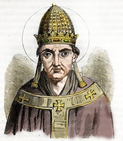 Portret papieża Sylwestra I (Silvestre lub Sylvester lub Silvestro) (314-335) – Rysunek z „Misteri del Watykan” Franco Mistrali autorstwa Franco Mistrali