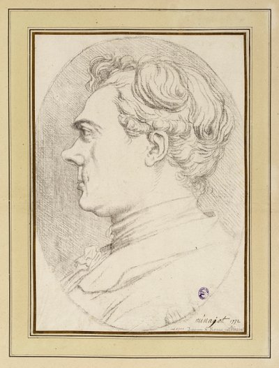 Karykaturalny portret malarza Ménageota, Rzym 1772 autorstwa François-André Vincent