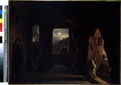 "Mnisi w jaskini" (Mnisi w jaskini) Obraz Francois Marius Granet (1775-1849) Początek XIX wieku Wymiary 74,5x100 cm Ermitaż, Sankt Petersburg autorstwa Francois Marius Granet