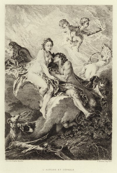 Aurora i Cephalus (grawerowanie) autorstwa Francois (after) Boucher