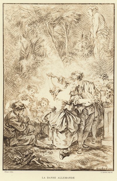 Taniec niemiecki (rycina) autorstwa Francois (after) Boucher