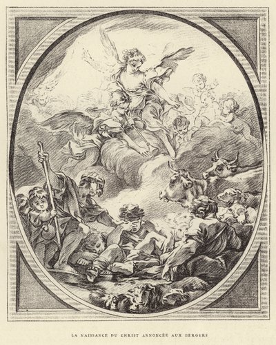Narodziny Chrystusa zapowiedziane pasterzom (rycina) autorstwa Francois (after) Boucher