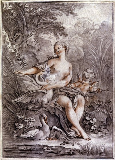 Leda i łabędź autorstwa Francois (after) Boucher