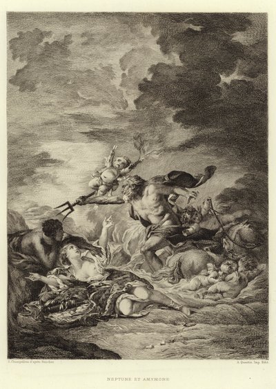 Neptune et Amymone (rycina) autorstwa Francois (after) Boucher