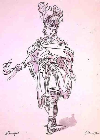 Kostium operowy, z kolekcji Menus Plaisirs, faksymile A. Guillaumot Fils (kolor lito) autorstwa Francois (after) Boucher