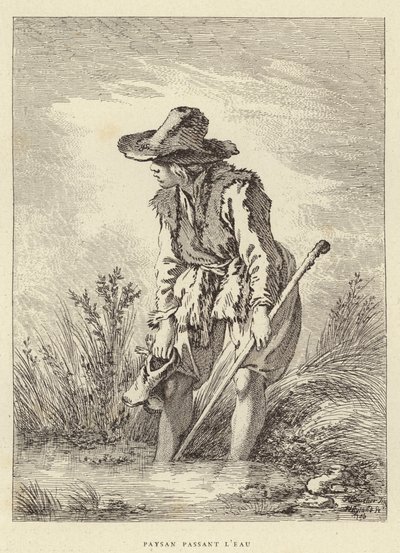 Chłop Podający Wodę (rycina) autorstwa Francois (after) Boucher