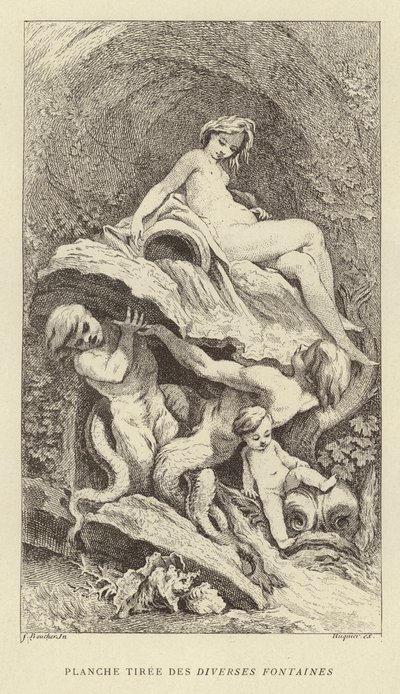 Talerz z Fontann Różnych (rycina) autorstwa Francois (after) Boucher