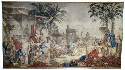 Rynek chiński, Królewska Manufaktura Beauvais autorstwa Francois (after) Boucher