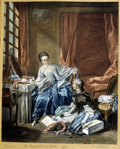 Handlarz mody po obrazie Bouchera autorstwa Francois (after) Boucher