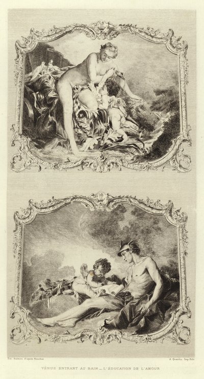 Wenus wchodząca do wanny, Edukacja miłości (rycina) autorstwa Francois (after) Boucher