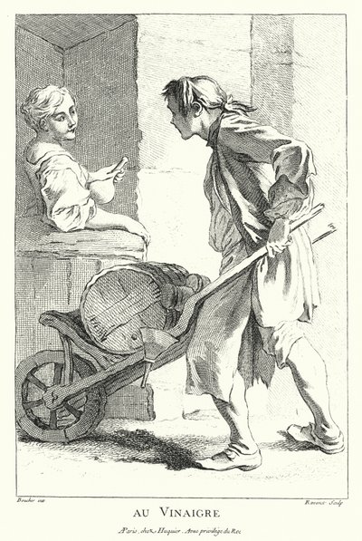 Sprzedawca octu (grawerunek) autorstwa Francois (after) Boucher