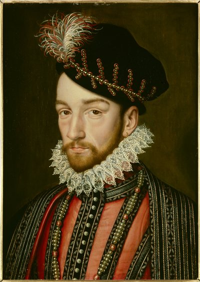 Portret Karola IX (1550 - 1574). Obraz Francois Cloueta (1515-1572) autorstwa Francois (after) Clouet