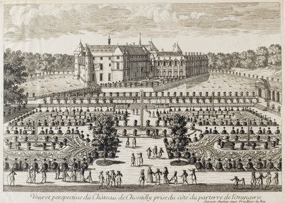 Widok na zamek w Chantilly z oranżerii, połowa XVIII wieku autorstwa Francois Antoine Aveline