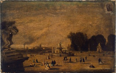 Widok na Place de la Concorde, dzisiejsza 8. dzielnica, w latach 1804-1858 (olej na drewnie) autorstwa Francois Antoine Leon Fleury