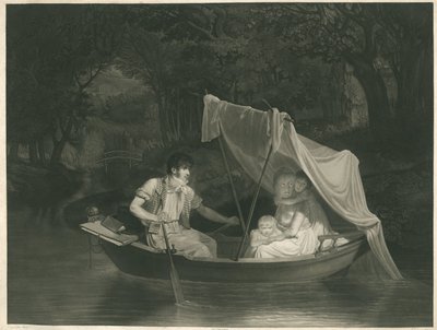 Artysta Jean Baptiste Isabey z rodziną w łodzi wiosłowej („La Barque d