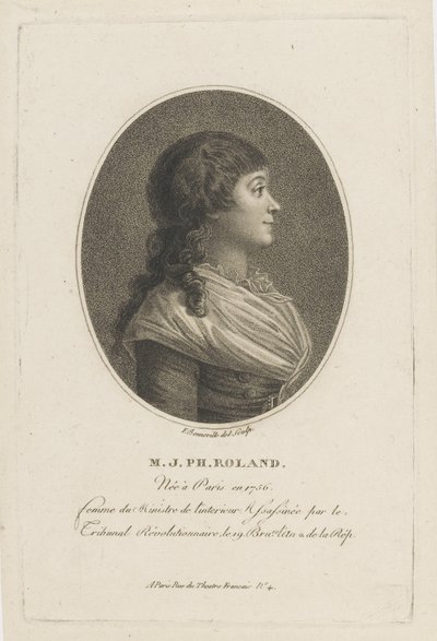 Portret Madame Roland 1754-1793, c. 1800. autorstwa Francois Bonneville