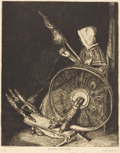 Bretonska prządka (Breton Spinner) autorstwa François Bonvin