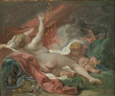 Danae, Boucher, Francois (1703-1770). Olej na płótnie. Wymiar : 29x35 cm. Muzeum Narodowe w Sztokholmie autorstwa François Boucher