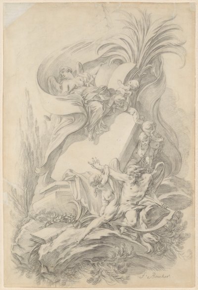 Projekt frontispisu: „Miłość powstrzymuje bieg czasu” autorstwa François Boucher
