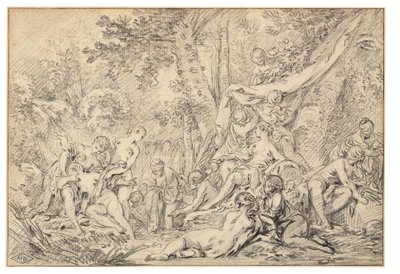 Diana i Callisto (czarna kreda na papierze) autorstwa François Boucher