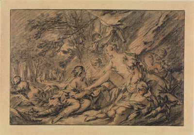 Diana odpoczywająca w lesie wraz ze swoimi nimfami autorstwa François Boucher