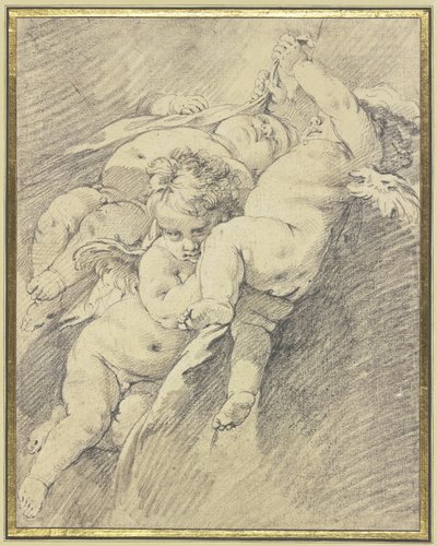 Trzy anioły unoszące się w powietrzu autorstwa François Boucher