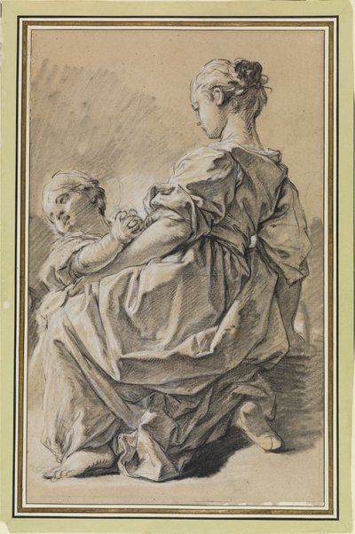Klęcząca młoda kobieta z dzieckiem autorstwa François Boucher