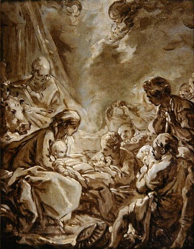 La Lumiere du Monde (olej na papierze na desce) autorstwa François Boucher