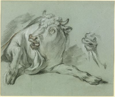 Leżący byk. Studium do obrazu „Porwanie Europy” w Musée du Louvre w Paryżu autorstwa François Boucher