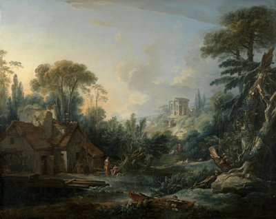 Krajobraz z młynem wodnym autorstwa François Boucher