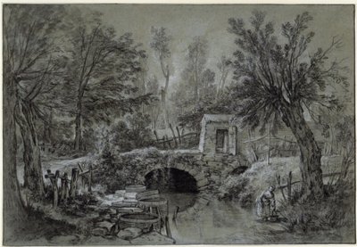 Krajobraz z strumieniem i mostem autorstwa François Boucher