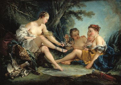„Odpoczynek nimf po powrocie z polowania”, znany jako „Powrót Diany z polowania” autorstwa François Boucher